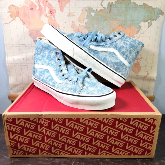 BRAND NEW VANS Sk8 Hi Tapered 'Denim Destroy Winter Sky' Men's Size 10.5
